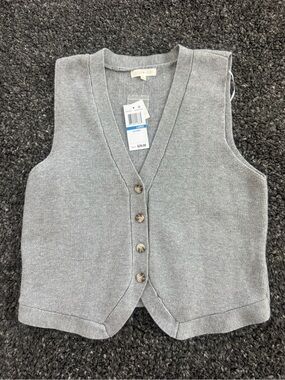 Ultra Flirt Gray Knit Button-Up Vest